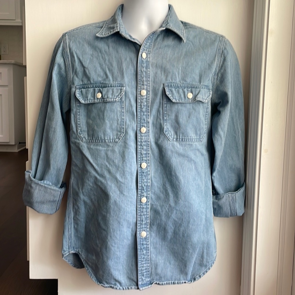 J Crew Striped Chambray Workshirt L/S Small